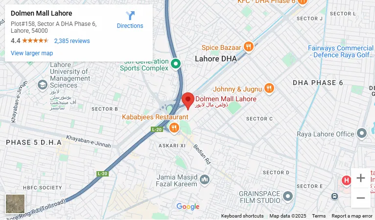 Visit Google Map Dolmen Mall Lahore Pakistan