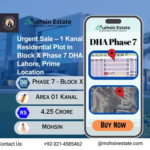 Urgent Sale – 1 Kanal Residential Plot in Block X Phase 7 DHA Lahore, Prime Location