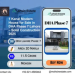 1 Kanal Modern House for Sale in DHA Phase 7 Lahore – Solid Construction 2025