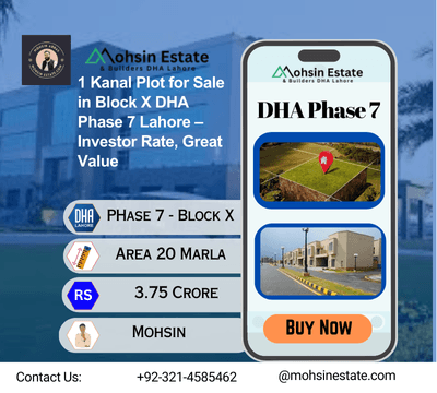 1 Kanal Plot for Sale in Block X DHA Phase 7 Lahore – Investor Rate, Great Value