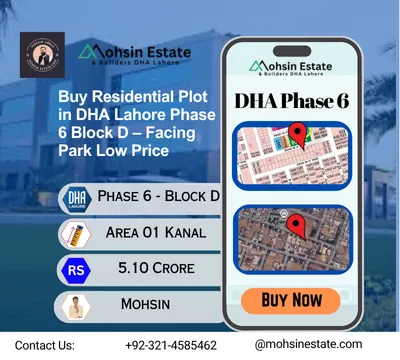 Buy Residential Plot in DHA Lahore Phase 6 Block D – Facing Park Low Price