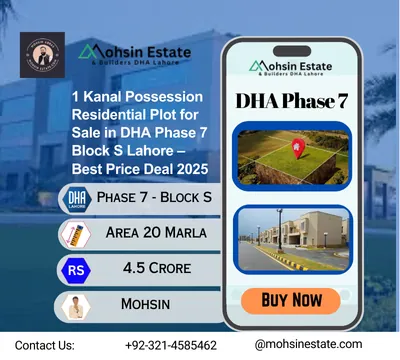 1 Kanal Possession Residential Plot for Sale in DHA Phase 7 Block S Lahore – Best Price Deal 2025