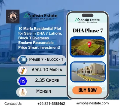 10 Marla Residential Plot for Sale in DHA 7 Lahore, Block T Overseas Enclave Reasonable Price Smart Investment!