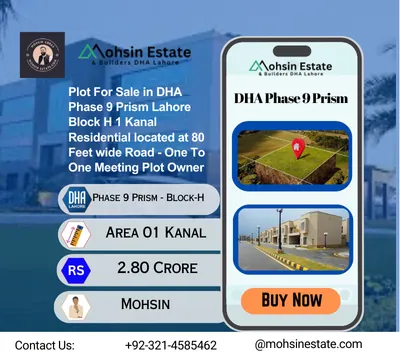 Plot For Sale in DHA Phase 9 Prism Lahore Block H 1 Kanal Residential located at 80 Feet wide Road - One To One Meeting Plot Owner