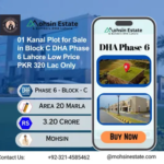 01 Kanal Plot for Sale in Block C DHA Phase 6 Lahore Low Price PKR 320 Lac Only