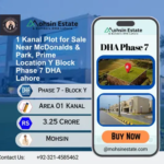 1 Kanal Plot for Sale Near McDonalds & Park Prime Location Y Block Phase 7 DHA Lahore