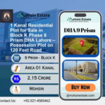 1 Kanal Residential Plot for Sale in Block K Phase 9 Prism DHA Lahore – Possession Plot on 120 Feet Road