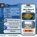 02 Kanal Pair Plot for Sale in DHA Phase 9 Prism G Block Lahore – Residential Plot Direct Approach from Main Road Possession Plot # 192-193-G