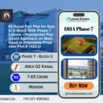 02 Kanal Pair Plot for Sale in U Block DHA Phase 7 Lahore – Residential Plot Direct Approach on Main Road at Affordable Price near Plot # 1422-U