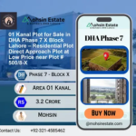 01 Kanal Plot for Sale in DHA Phase 7 X Block Lahore – Residential Plot Direct Approach Plot at Low Price near Plot # 5008-X