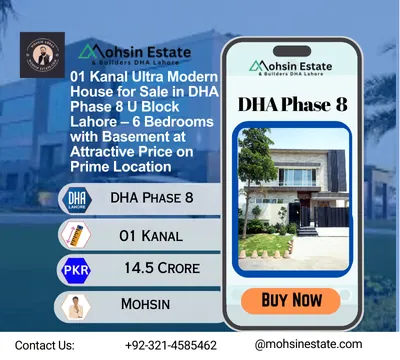 01 Kanal Ultra Modern House for Sale in DHA Phase 8 U Block Lahore – 6 Bedrooms with Basement at Attractive Price on Prime Location