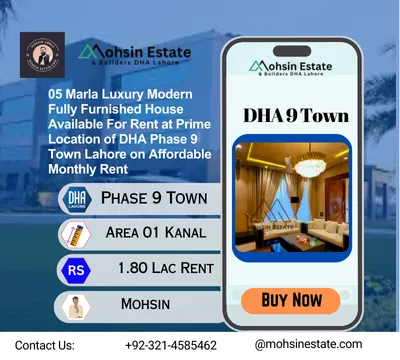 05 Marla Luxury Modern Fully Furnished House Available For Rent at Prime Location of DHA Phase 9 Town Lahore on Affordable Monthly Rent