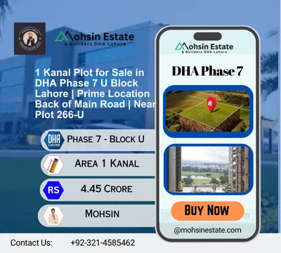 1 Kanal Plot for Sale in DHA Phase 7 U Block Lahore Prime Location Back of Main Road Near Plot 266-U