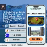 10 Marla Plot for Sale in DHA Phase 9 Prism N Block Lahore Main Road Prime Location at Low Price Near Plot 1168-N
