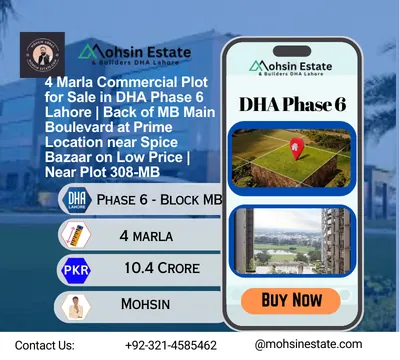 4 Marla Commercial Plot for Sale in DHA Phase 6 Lahore Back of MB Main Boulevard at Prime Location near Spice Bazaar on Low Price Near Plot 308-MB