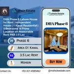 DHA Phase 6 Lahore House for Rent independent House 1 Kanal Residential 5 Bedrooms at Prime Location on Reasonable Rent PKR 35 Lac