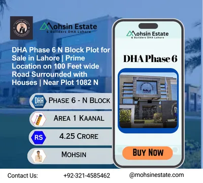 DHA Phase 6 N Block Plot for Sale in Lahore | Prime Location on 100 Feet wide Road Surrounded with Houses | Near Plot 1082 N