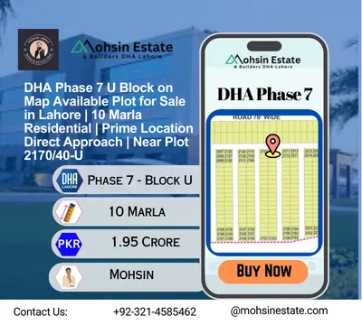 DHA Phase 7 U Block on Map Available Plot for Sale in Lahore 10 Marla Residential Prime Location Direct Approach Near Plot 217040-U
