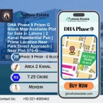 DHA Phase 9 Prism G Block Map Available Plot for Sale in Lahore 2 Kanal Residential Pair Prime Location Near Park Direct Approach Near Plot 575-G