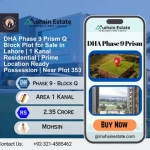 DHA Phase 9 Prism Q Block Plot for Sale in Lahore 1 Kanal Residential Prime Location Ready Possession Near Plot 353