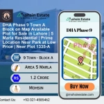 DHA Phase 9 Town A Block on Map Available Plot for Sale in Lahore 5 Marla Residential Prime Location Near Park at Low Price Near Plot 1335-A