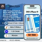 DHA Phase 9 Town D Block Map Plot for Sale in Lahore 5 Marla Residential Prime Location Back of Main Road Near Plot 464-D