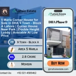 5 Marla Corner House for Sale in DHA 9 Town - Block A Lahore Corner House Near Park Double Height Lobby Available At Low Price