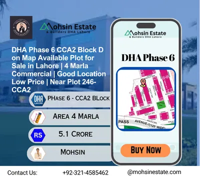 DHA Phase 6 CCA2 Block D on Map Available Plot for Sale in Lahore 4 Marla Commercial Good Location Low Price Near Plot 246-CCA2