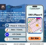 DHA Phase 6 N Block on Map Available Plot for Sale in Lahore 1 Kanal Residential Prime Location 100 Feet Wide Road Near Plot 273-N