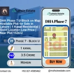 DHA Phase 7 U Block on Map Available Plot for Sale in Lahore 1 Kanal Residential Good Location Low Price Near Plot 1524-U