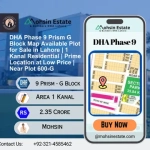 DHA Phase 9 Prism G Block Map Available Plot for Sale in Lahore 1 Kanal Residential Prime Location at Low Price Near Plot 600-G