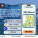 DHA Phase 6 C Block on Map Available Plot for Sale in Lahore 1 Kanal Residential Prime Location Back of Main Road Low Price Near Plot 849-C