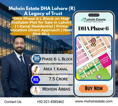 DHA Phase 6 L Block on Map Available Plot for Sale in Lahore 1 Kanal Residential Prime Location Direct Approach Near Plot 66-L