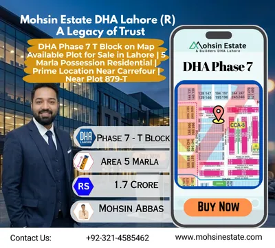 DHA Phase 7 T Block on Map Available Plot for Sale in Lahore 5 Marla Possession Residential Prime Location Near Carrefour Near Plot 879-T