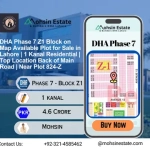 DHA Phase 7 Z1 Block on Map Available Plot for Sale in Lahore 1 Kanal Residential Top Location Back of Main Road Near Plot 824-Z