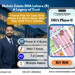 1 Kanal Plot for Sale DHA Phase 6 K-Block (Near 264) – May 2026 Price Update