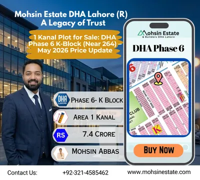 1 Kanal Plot for Sale DHA Phase 6 K-Block (Near 264) – May 2026 Price Update