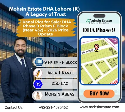1 Kanal Plot for Sale DHA Phase 9 Prism F Block (Near 432) – 2026 Price Update