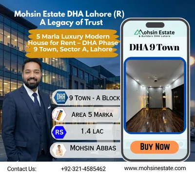 5 Marla Luxury Modern House for Rent – DHA Phase 9 Town Sector A Lahore