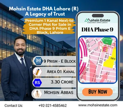Premium 1 Kanal Next-to-Corner Plot for Sale in DHA Phase 9 Prism E Block Lahore