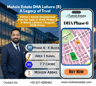 Prime 1 Kanal Residential Plot for Sale in DHA Phase 6 K Block Lahore August 2026 Price