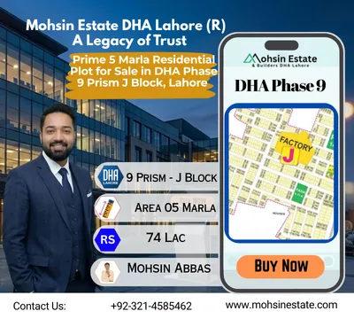 Prime 5 Marla Residential Plot for Sale in DHA Phase 9 Prism J Block Lahore