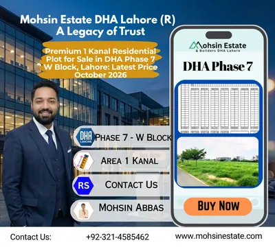 Premium 1 Kanal Residential Plot for Sale in DHA Phase 7 W Block Lahore Latest Price October 2026